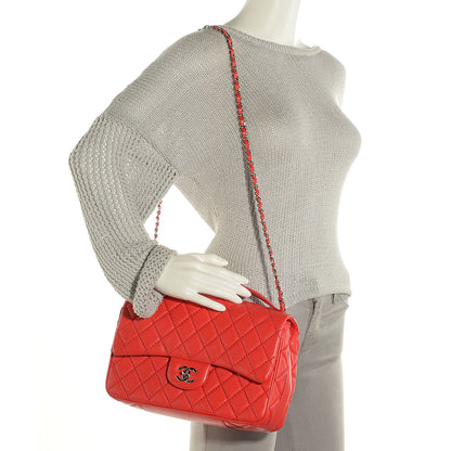 Chanel Lambskin Quilted Easy Carry Jumbo Flap Red 2 of 9