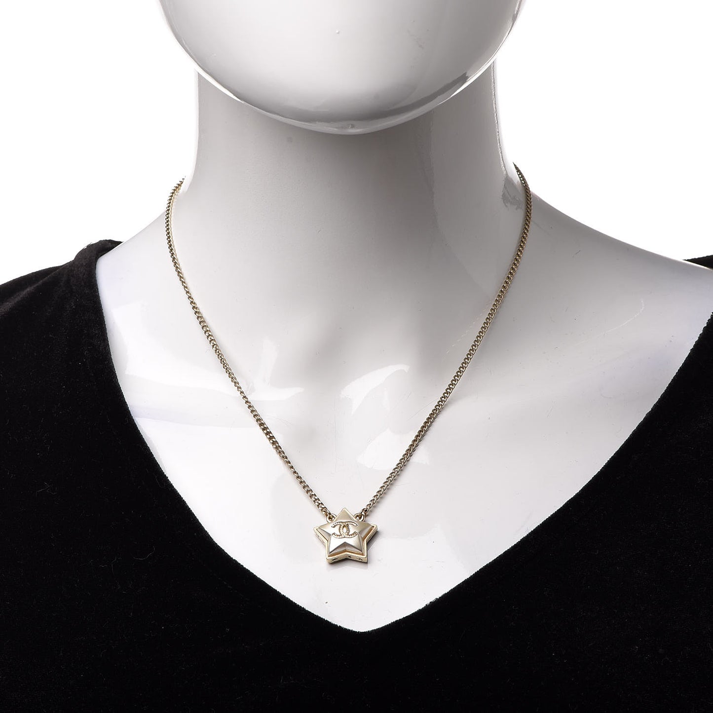 Metal Resin Star CC Necklace Silver Gold