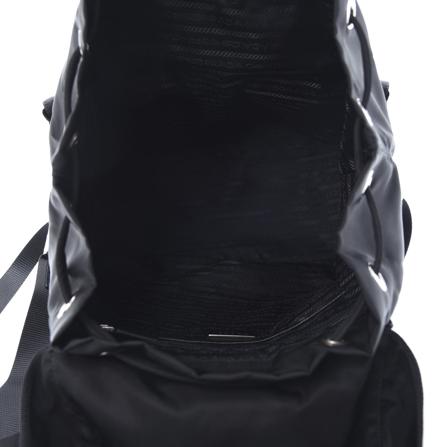 Prada Tessuto Nylon Grommet Backpack Black 4 of 10