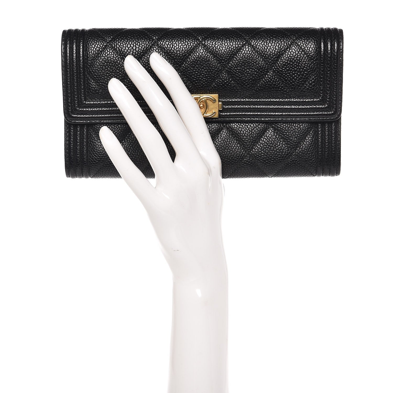 Chanel Caviar Quilted Boy Flap Wallet Black 2 of 8