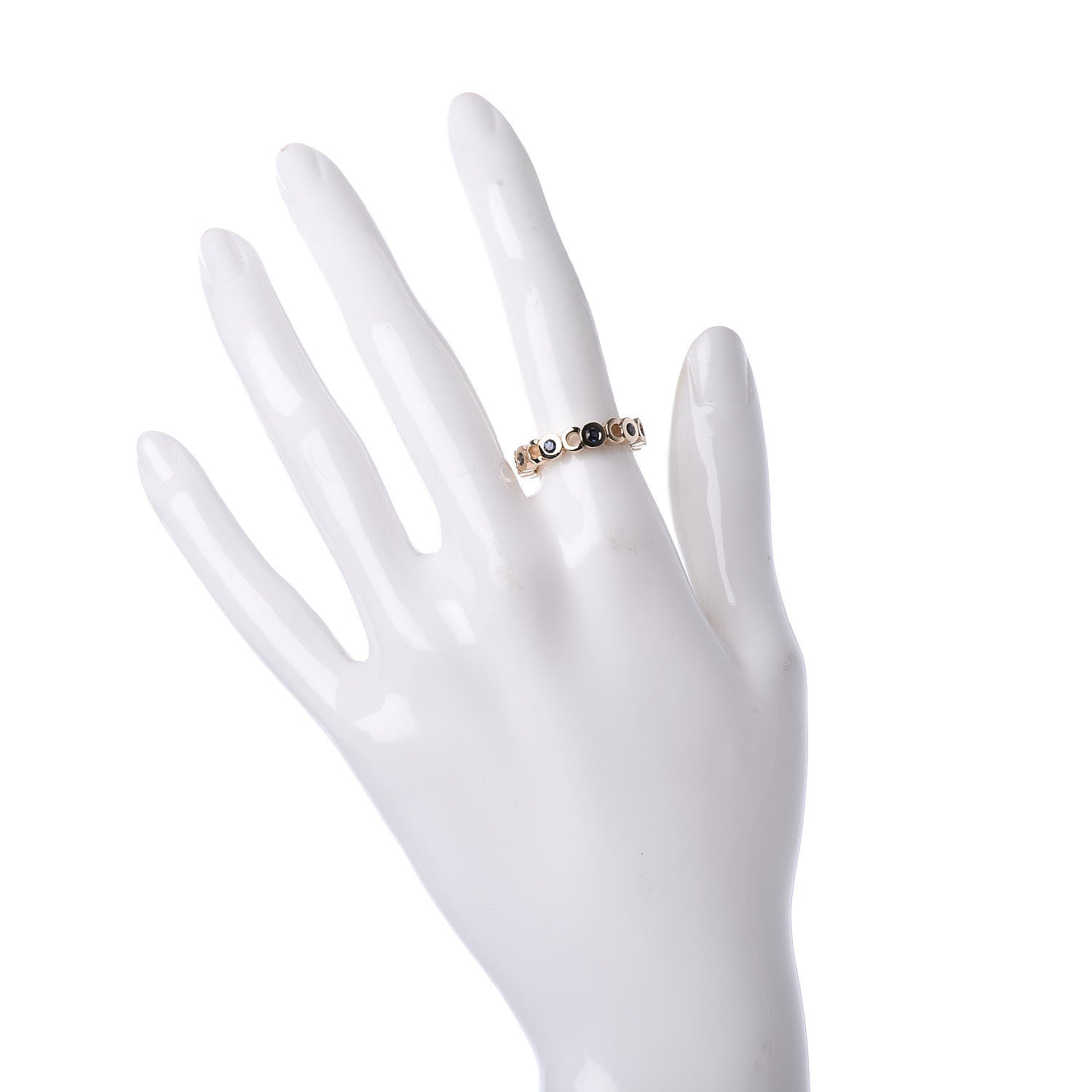Chanel 18K Yellow Gold Blue Sapphire Coco Band Ring 52 6 2 of 4