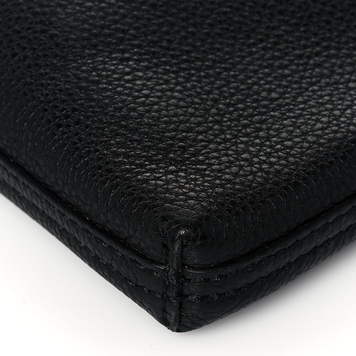 Pebbled Calfskin Large Logo Portfolio Clutch Black
