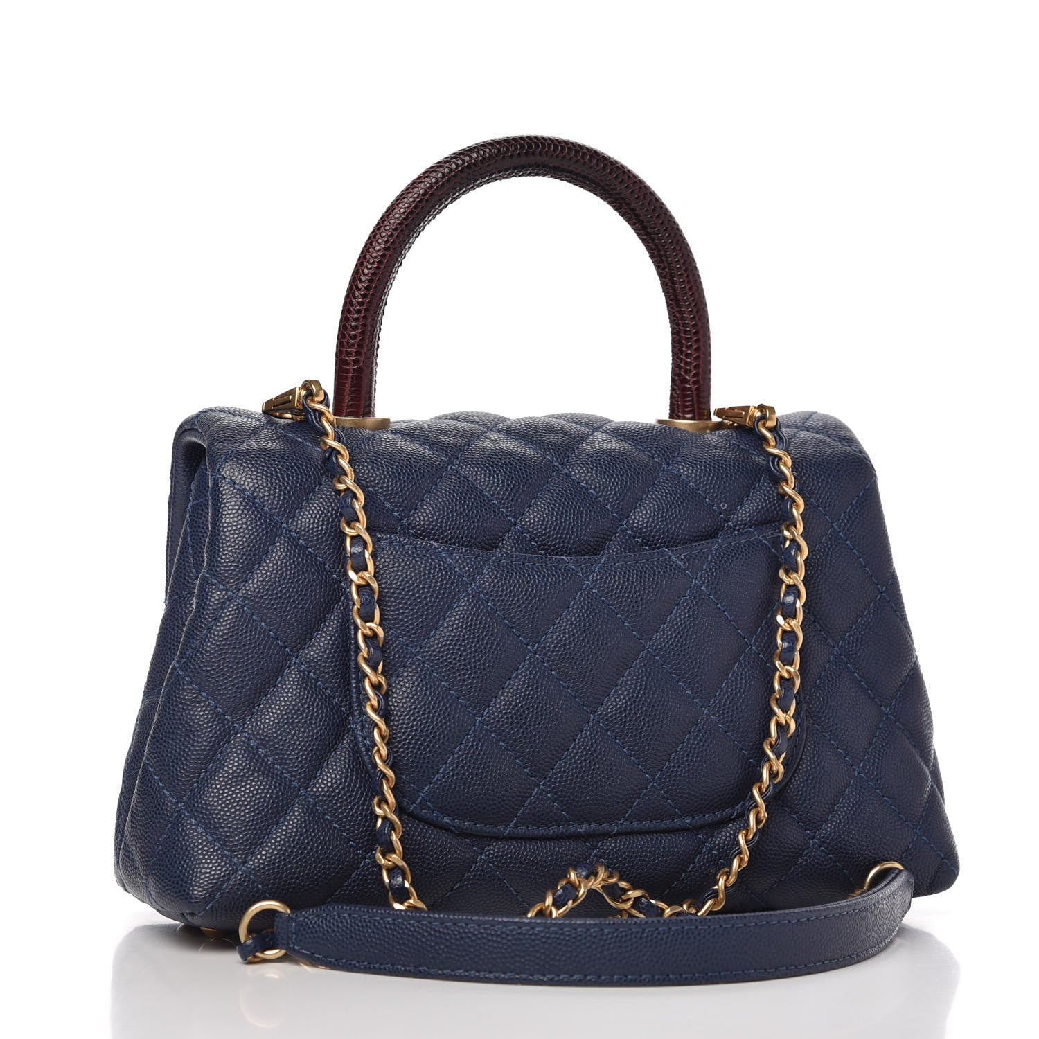 Chanel Caviar Lizard Quilted Mini Coco Handle Flap Blue 3 of 11