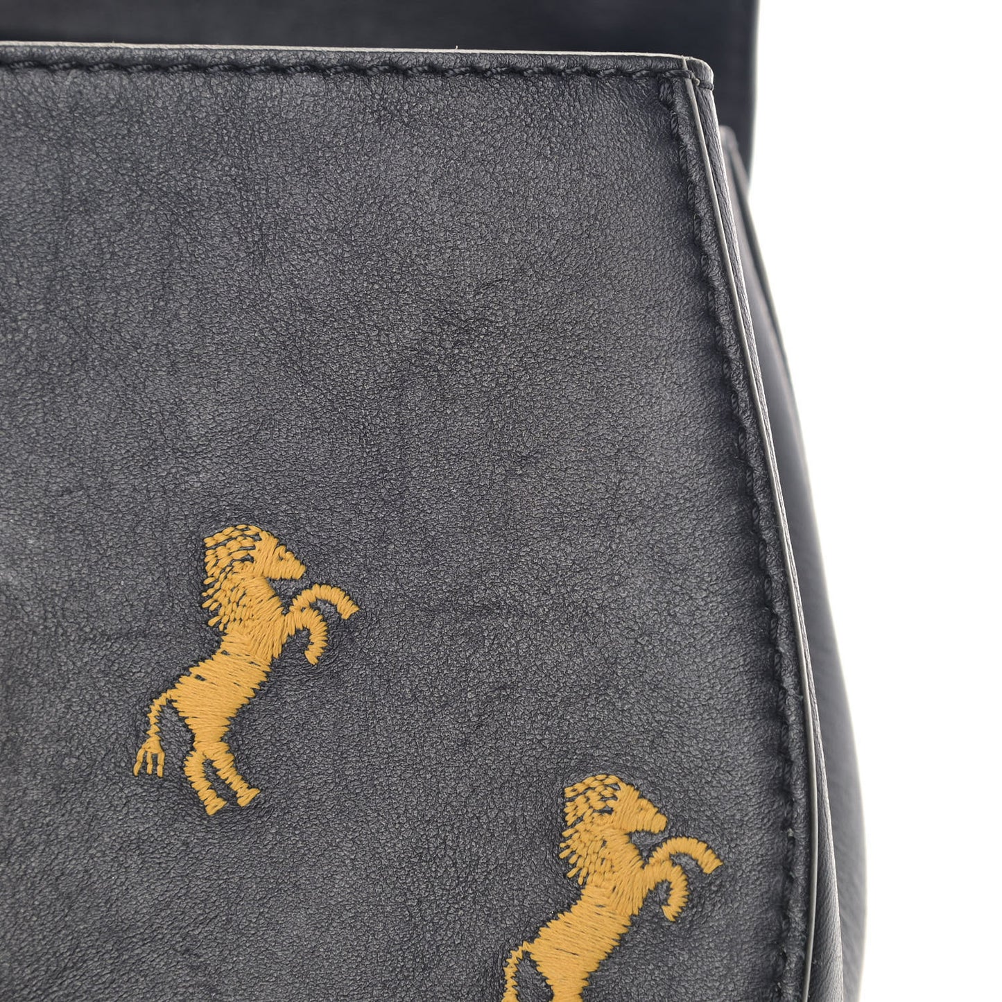 Calfskin Little Horses Embroidered Mini Drew Bijou Shoulder Bag Full Blue