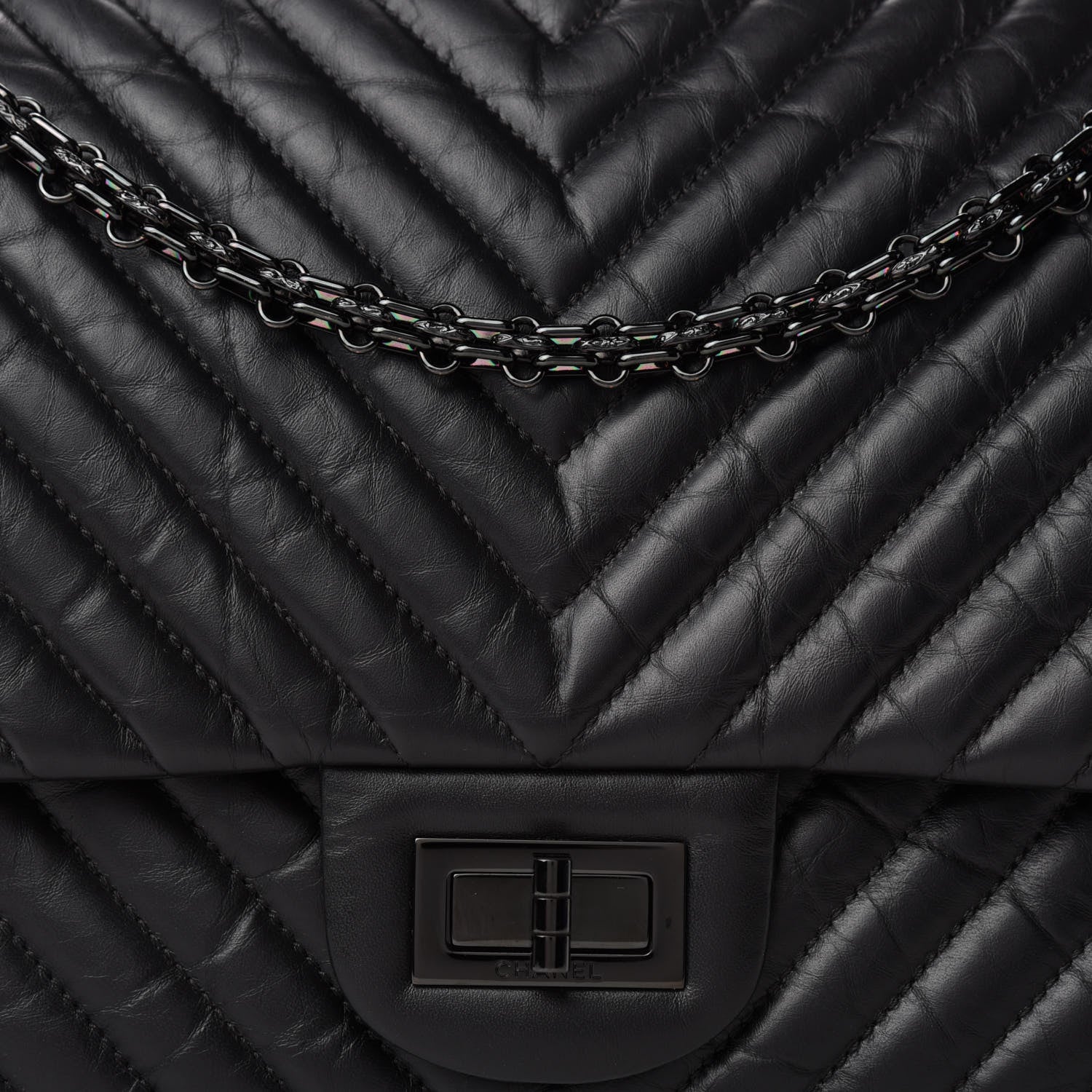 Chanel Aged Calfskin Chevron Quilted 2.55 Reissue 227 Flap So Black 12 of 12