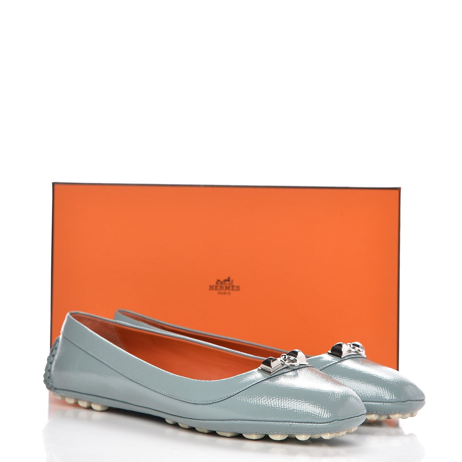 Hermes Patent Epsom Liberty Ballerina Flats 39 Ciel 12 of 12