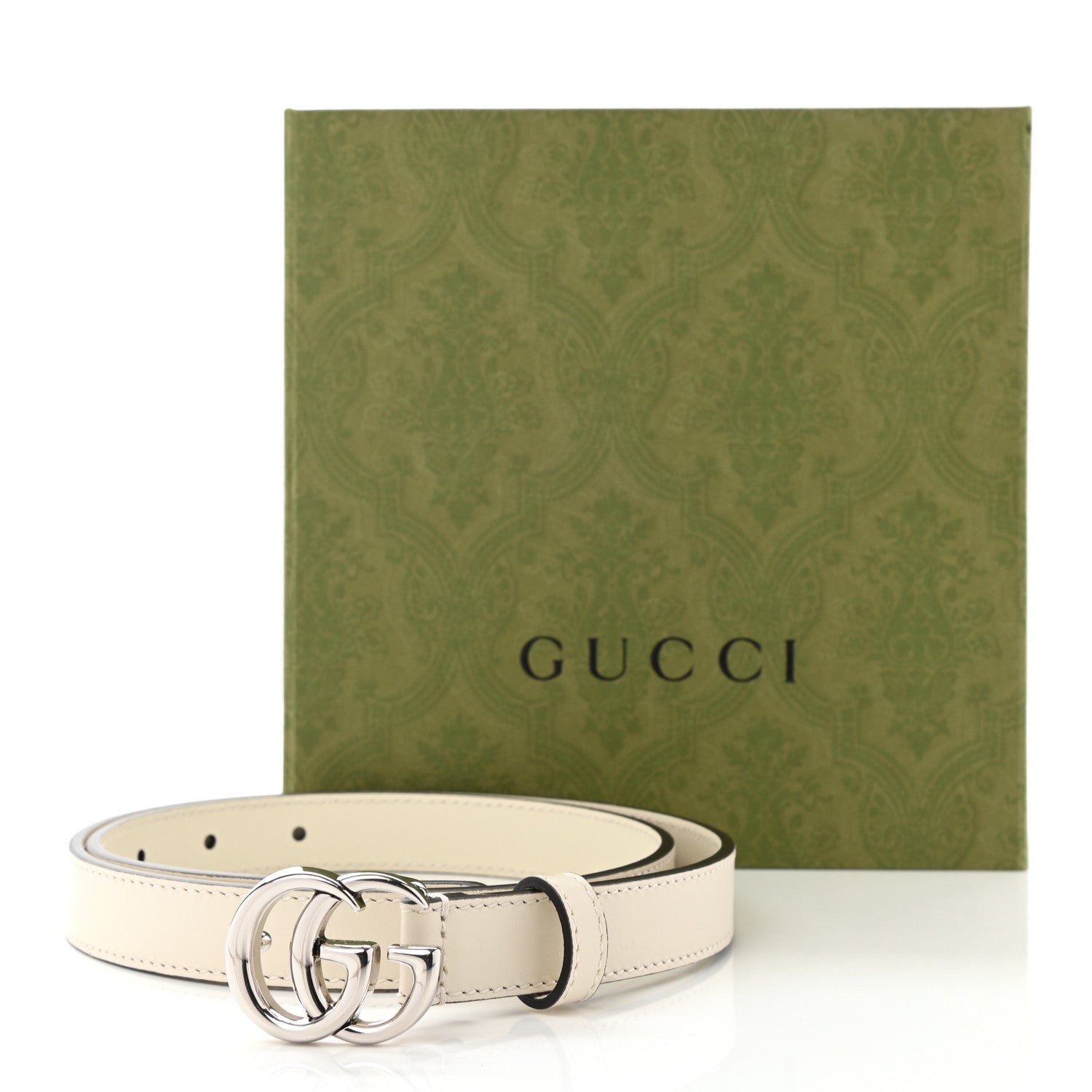 Gucci Calfskin Double G 20mm Belt 75 30 Mystic White 6 of 6