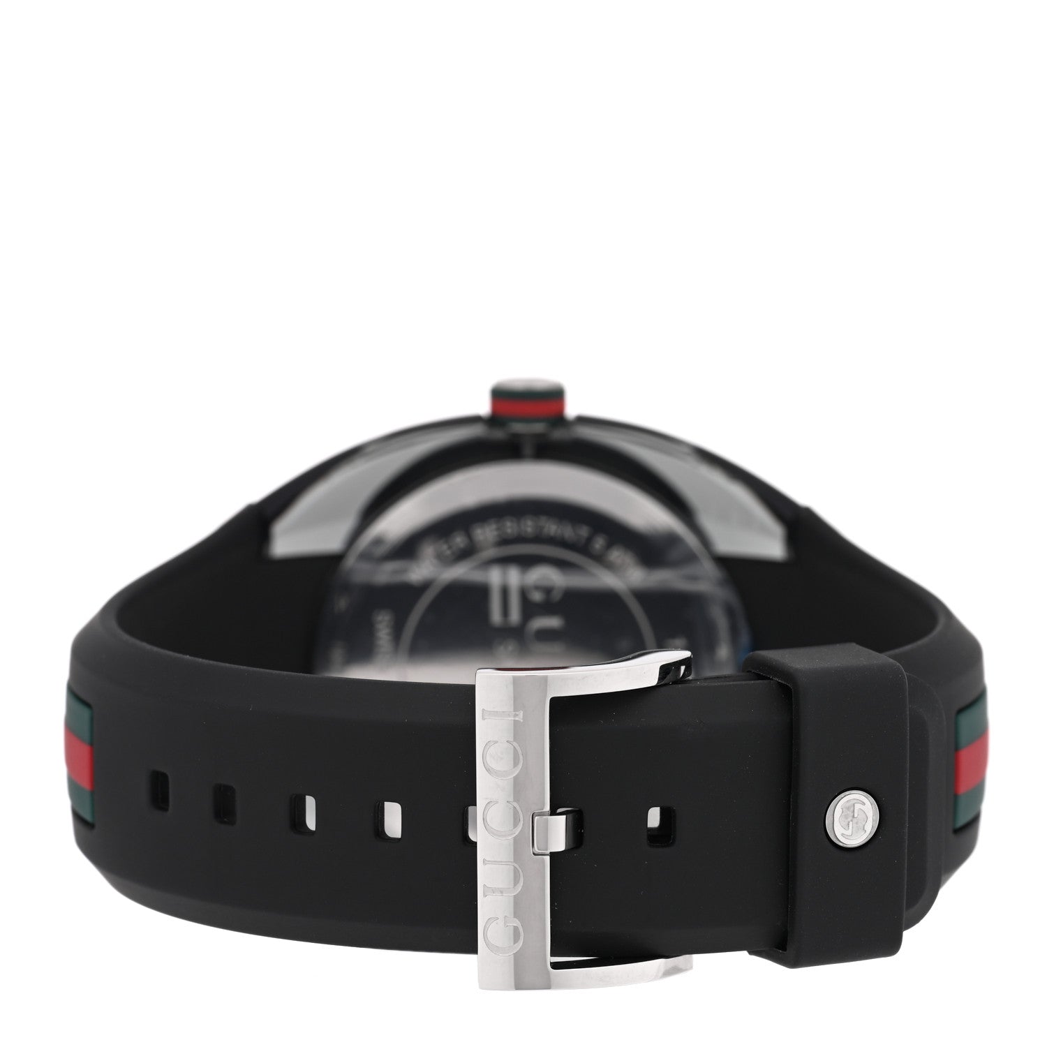 Gucci Stainless Steel Rubber 46mm Sync Web Quartz Watch Black