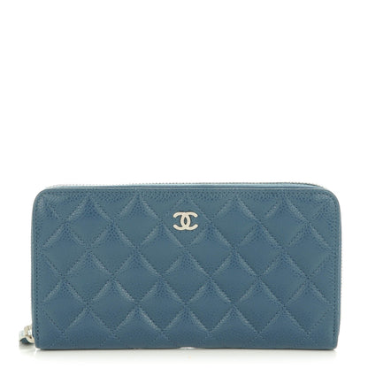 Chanel Caviar Quilted Large Gusset Zip Around Wallet Blue 1 of 8