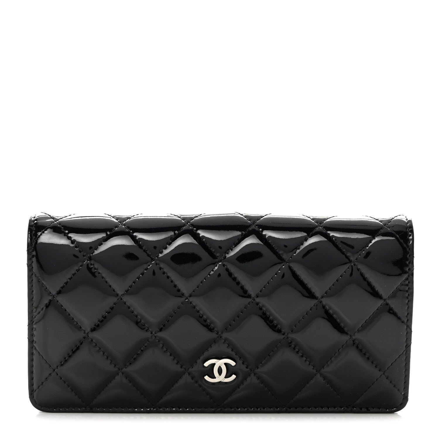 Chanel Patent Calfskin Quilted Yen Wallet Black 1 of 11