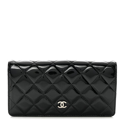 Chanel Patent Calfskin Quilted Yen Wallet Black 1 of 11