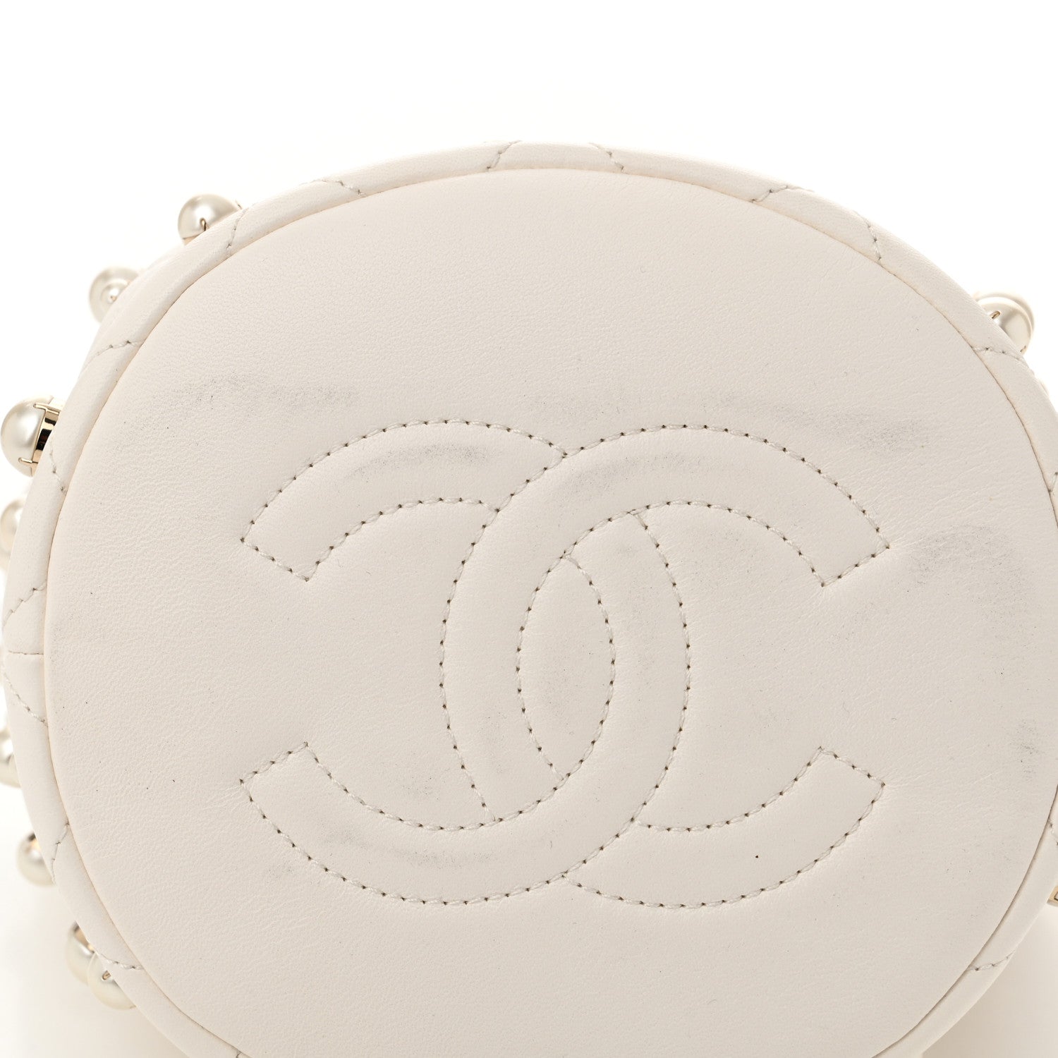 Chanel Lambskin Quilted Pearl About Pearls Drawstring Bag White 11 of 12