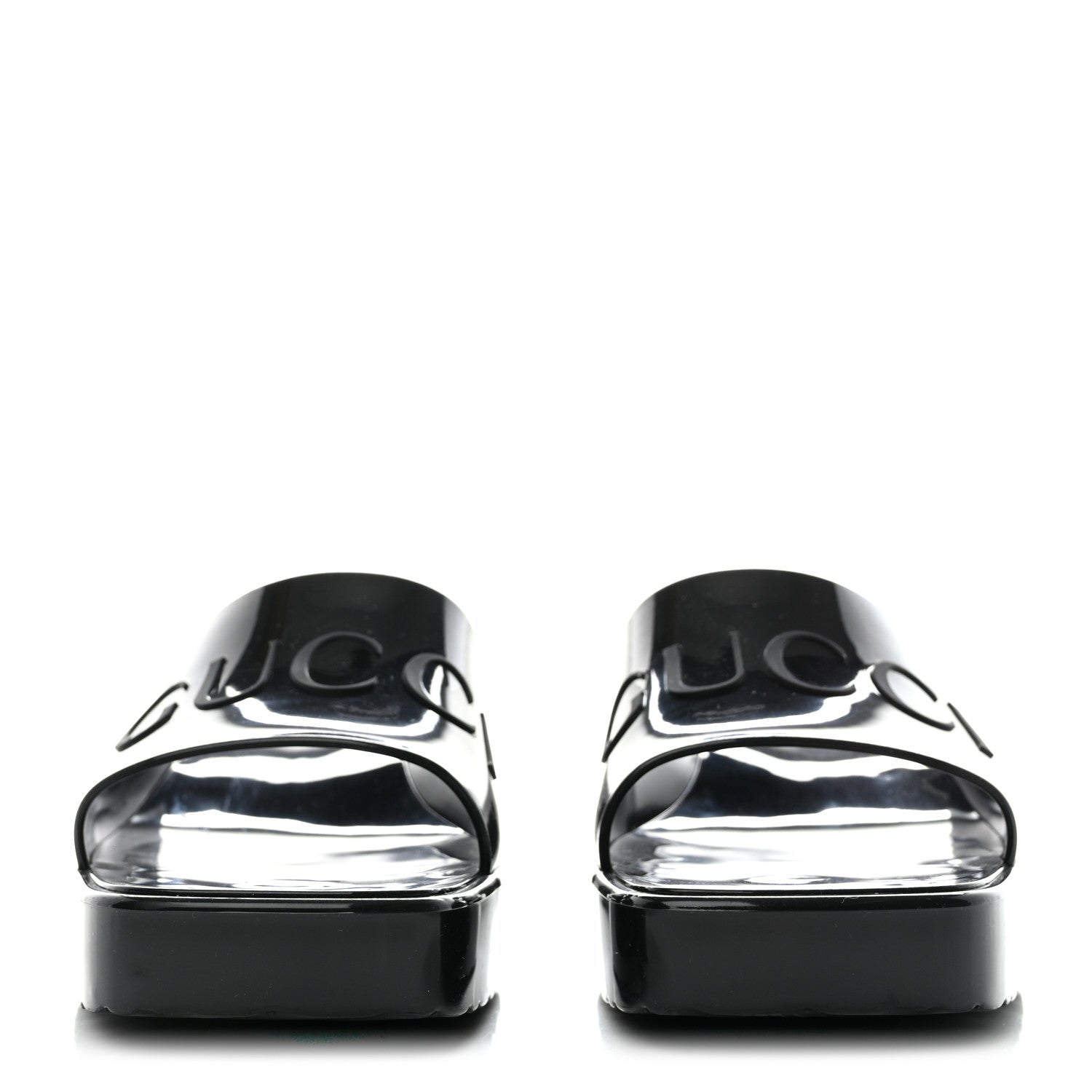 Gucci Rubber Gucci Logo Womens Platform 20/60mm Slide Sandals 37 Black 2 of 9