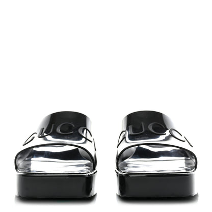 Gucci Rubber Gucci Logo Womens Platform 20/60mm Slide Sandals 37 Black 2 of 9
