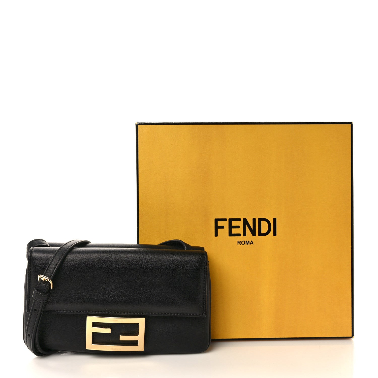 Fendi Vitello Grace Matte Duo Baguette Black 9 of 9