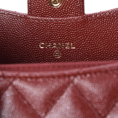 Chanel Metallic Caviar Quilted Coin Purse Dark Red 7 of 9