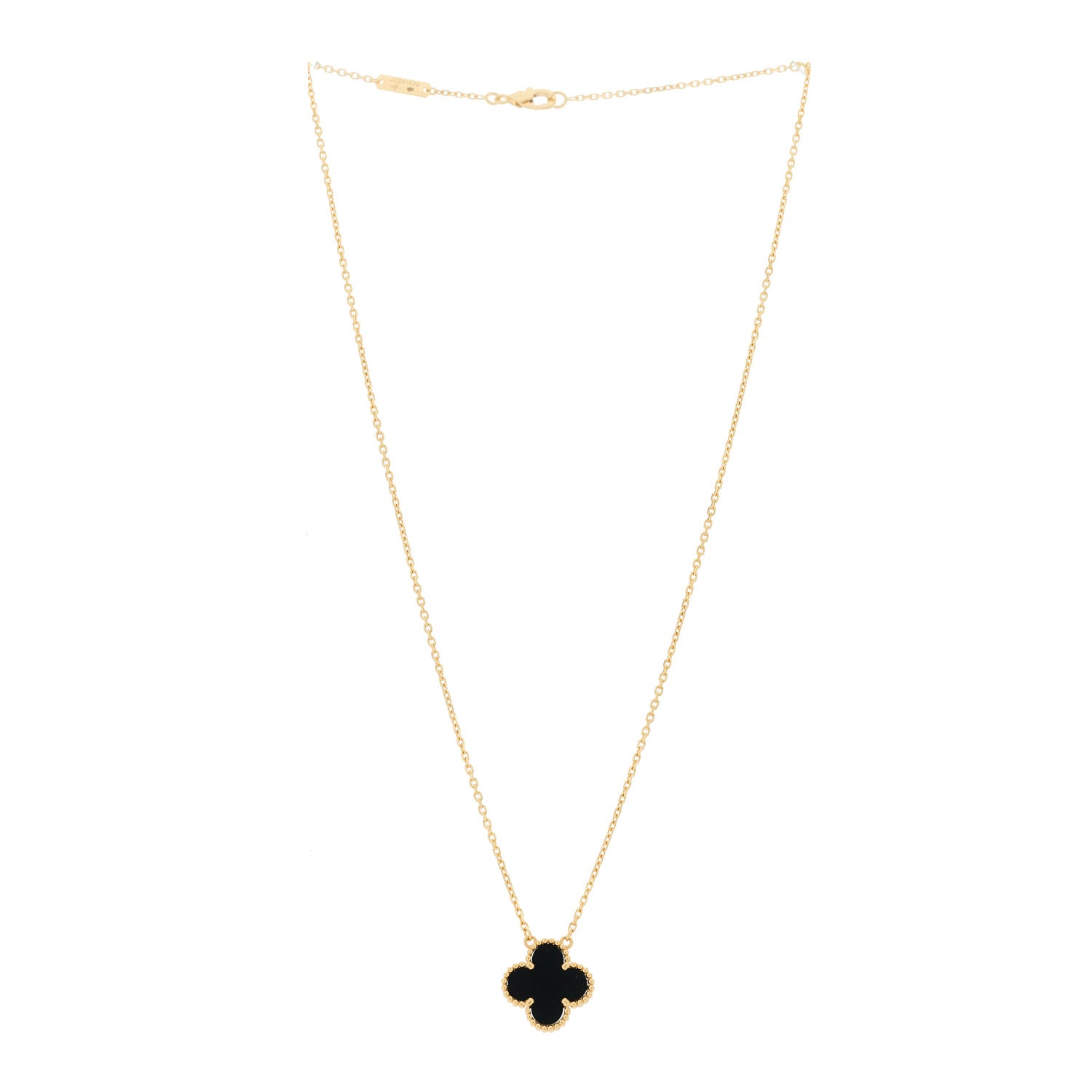 Van Cleef & Arpels 18K Yellow Gold Black Onyx Vintage Alhambra