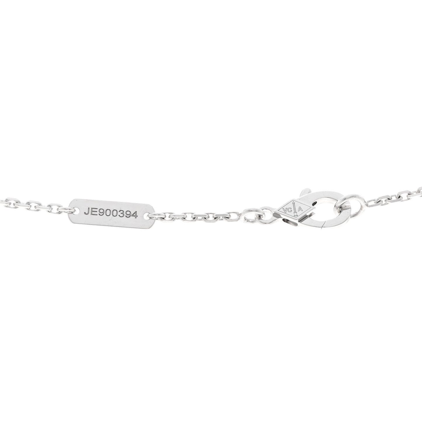 18K White Gold Diamond Vintage Alhambra Pendant Necklace