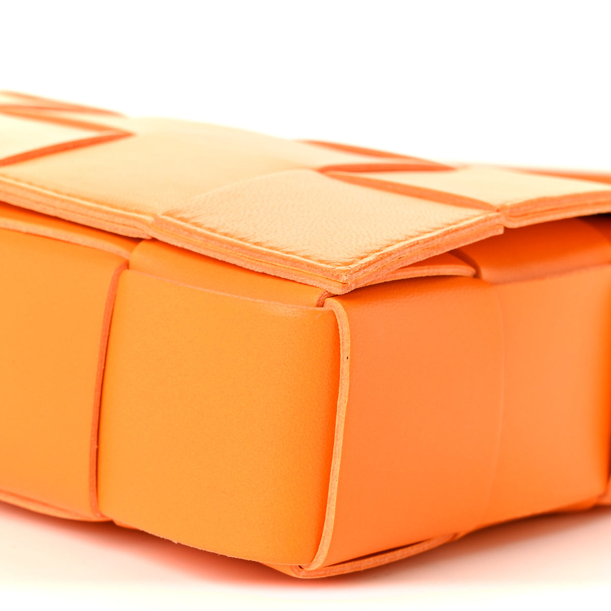 Bottega Veneta Lambskin Maxi Intrecciato Cassette Crossbody Bag Tangerine 10 of 11