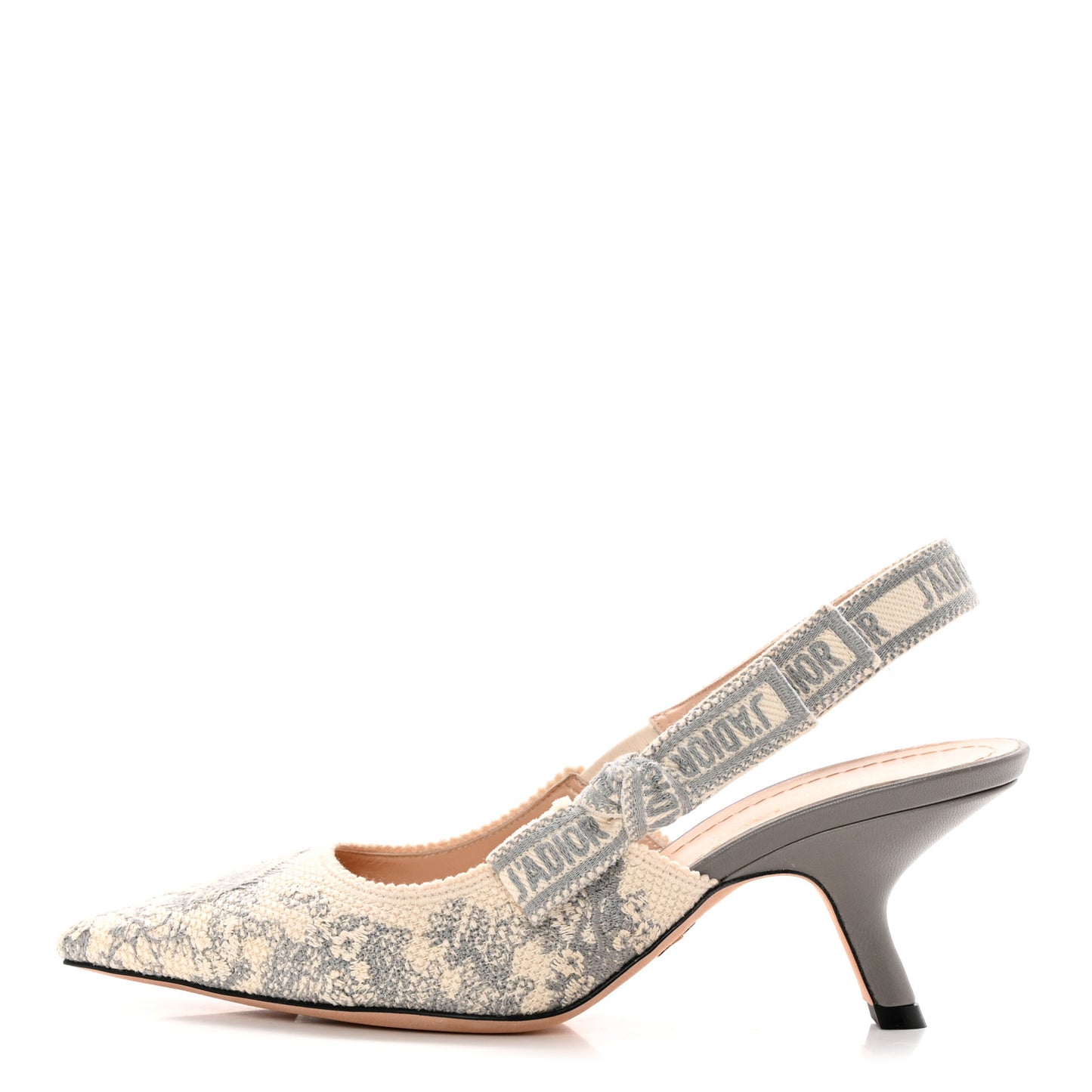 Cotton Ribbon Toile De Jouy J'Adior Slingback 65mm Pumps 36.5 Grey Stone