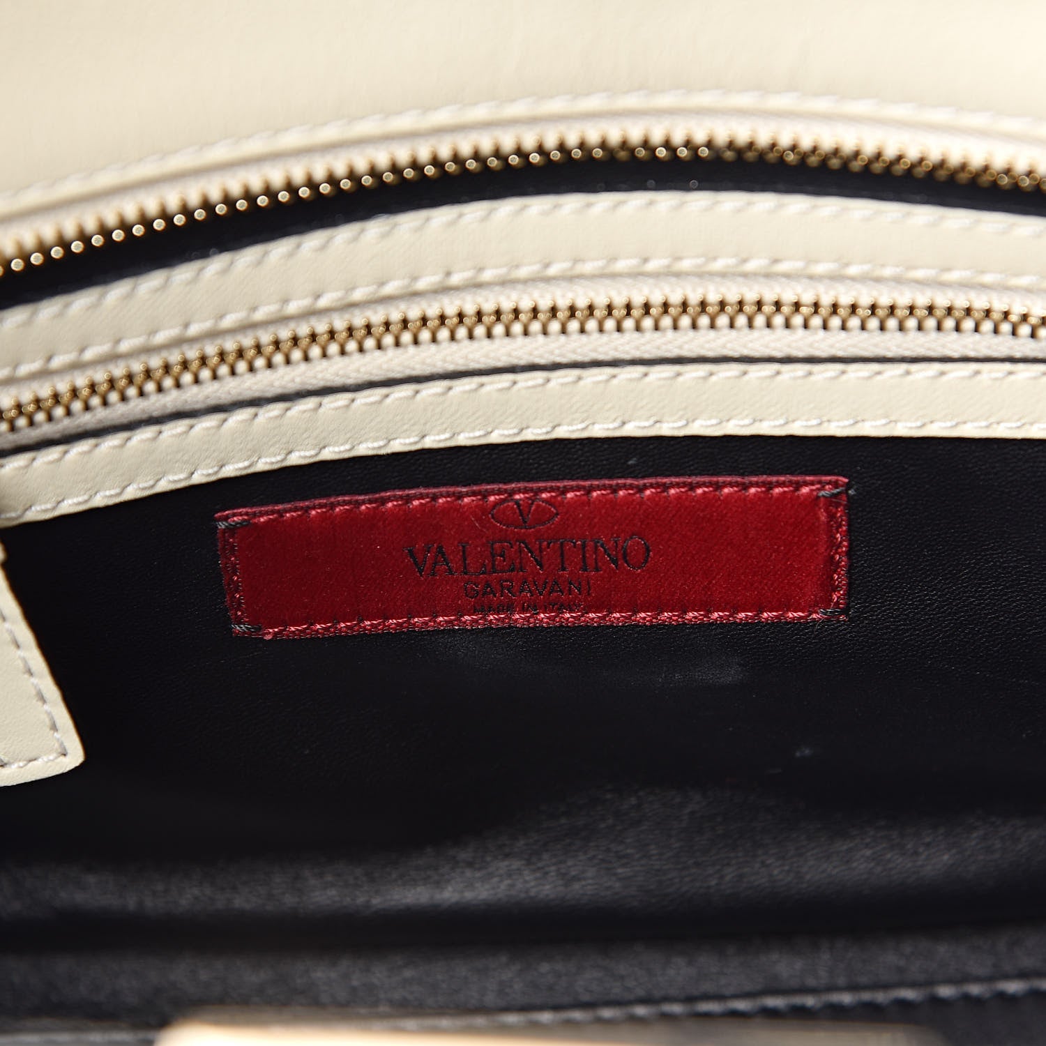 Valentino Garavani Vitello Bi-Color Small Rockstud Double Handle Tote Ivory Black 6 of 12