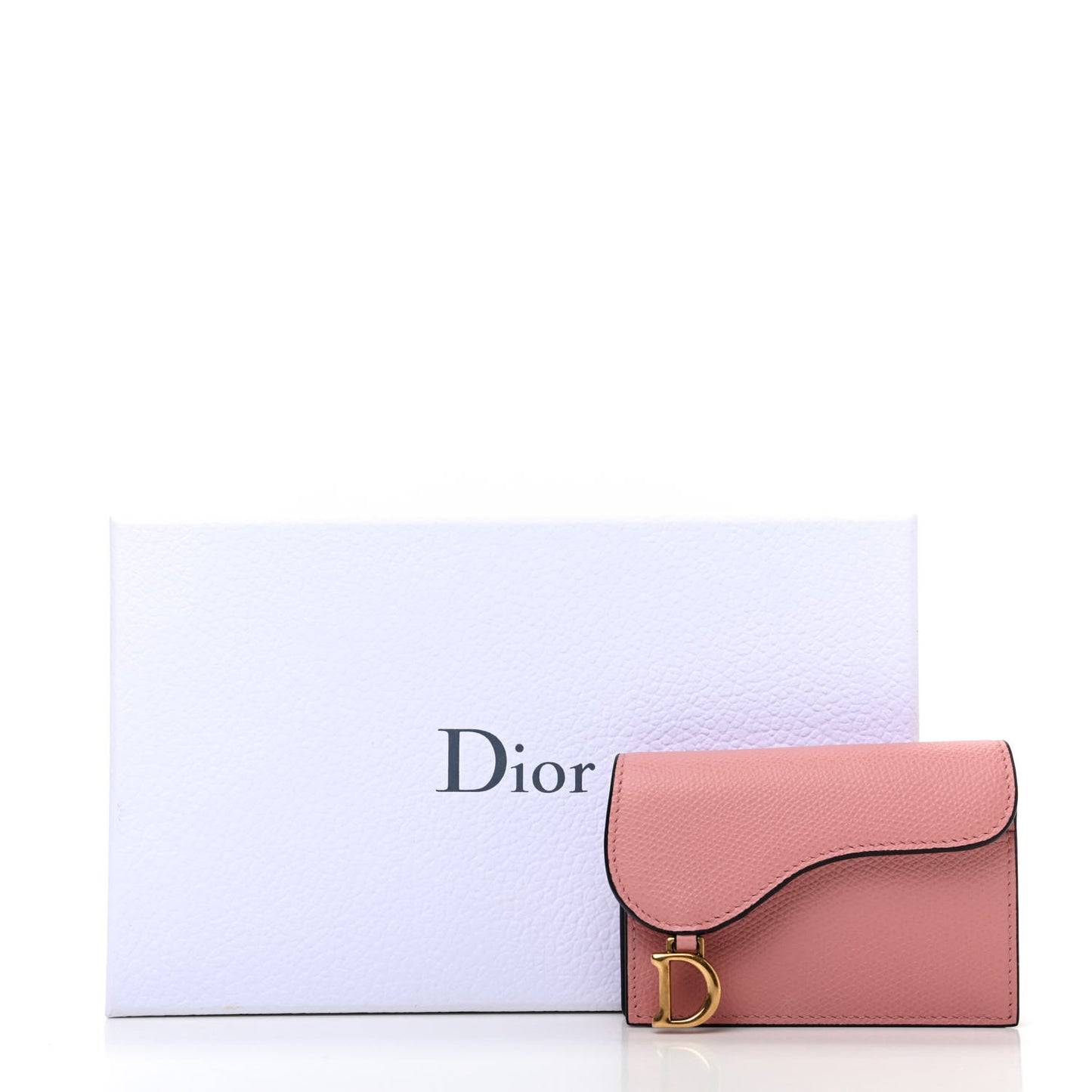 Grained Calfskin Saddle Card Holder Pink