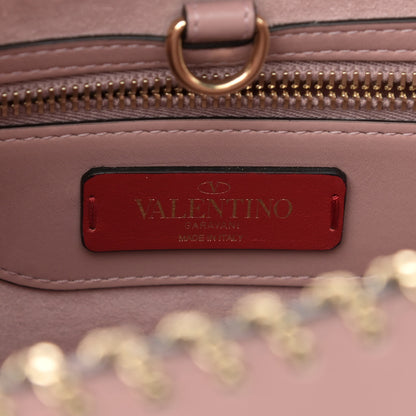 Valentino Garavani Calfskin Groumette Small Demilune Double Handle Satchel Lipstick 6 of 19