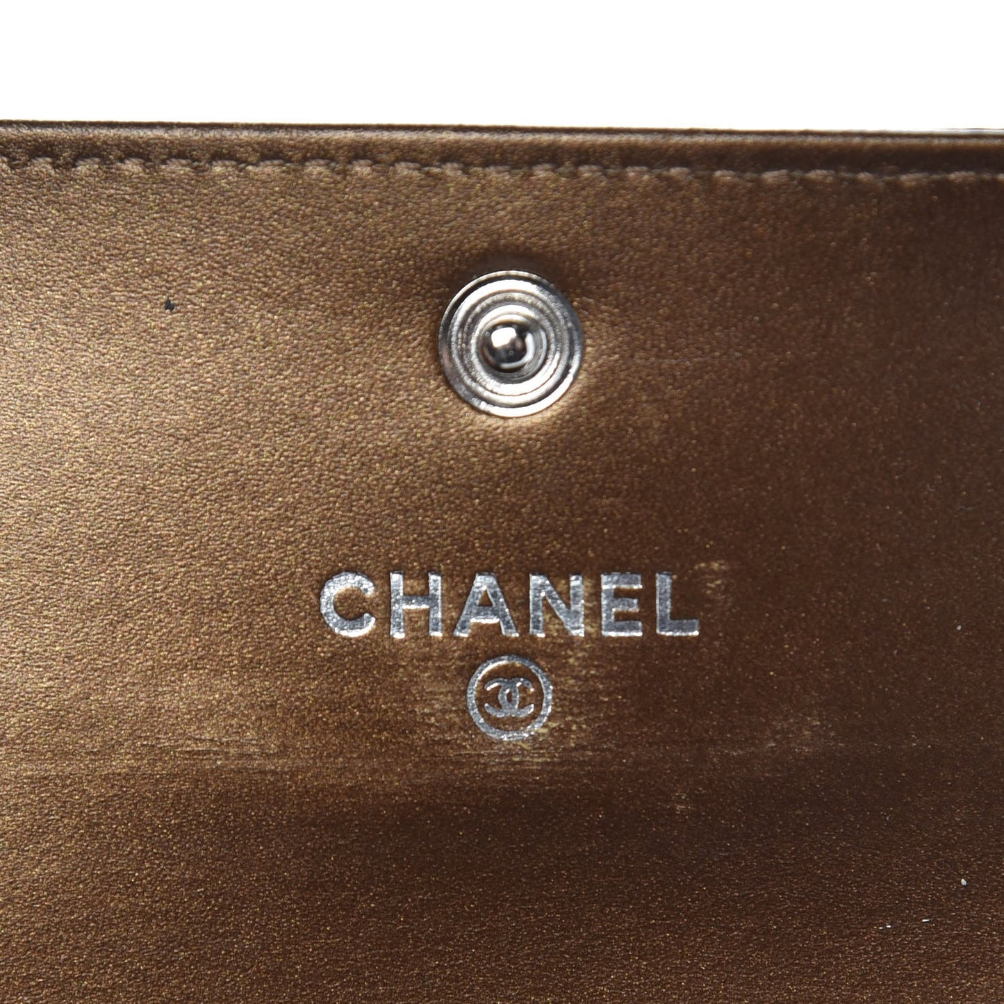 Metallic Caviar CC Timeless Card Holder Dark Gold