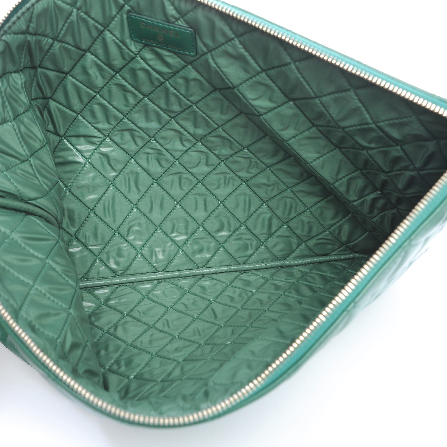 Chanel Lambskin Quilted Large Casino Beauty CC Cosmetic Case Green 5 of 7