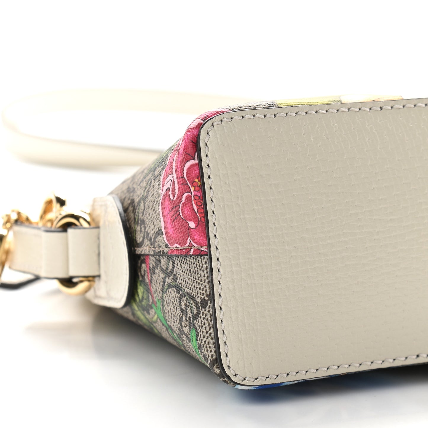 GG Supreme Monogram Flora Web GG Small Ophidia Dome Shoulder Bag White
