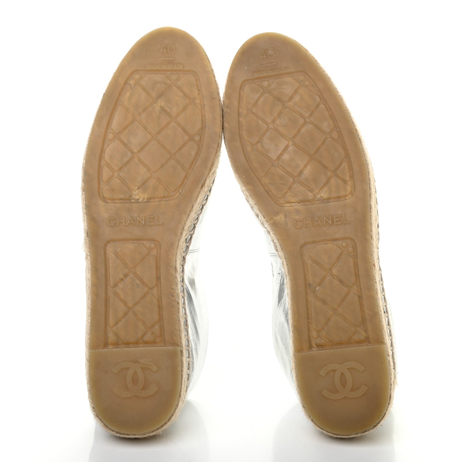 Chanel Laminated Goatskin CC Espadrilles 40 Silver 5 of 11