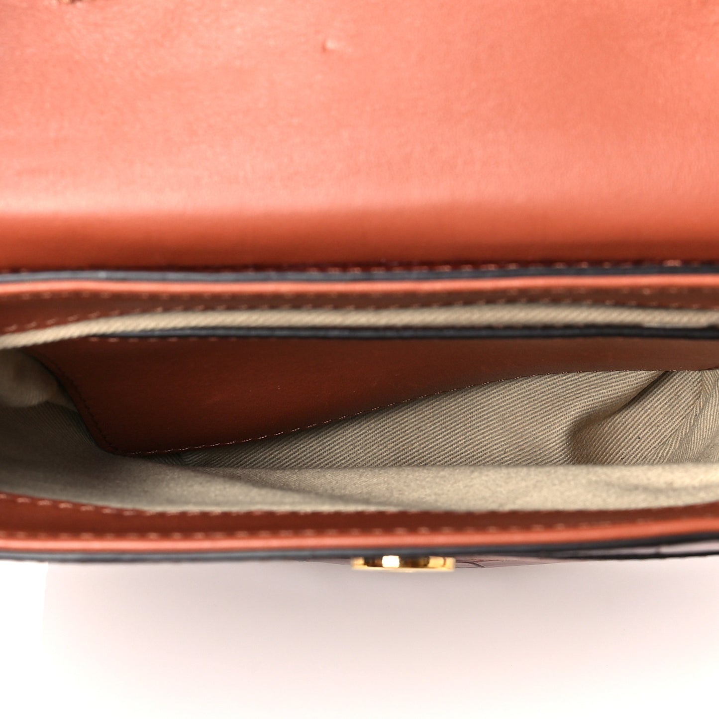 Calfskin Crocodile Embossed Small Aby Lock Chestnut Brown