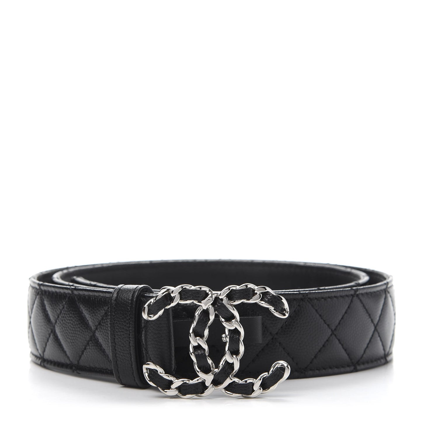 Caviar Quilted CC Chain Belt 85 34 Black