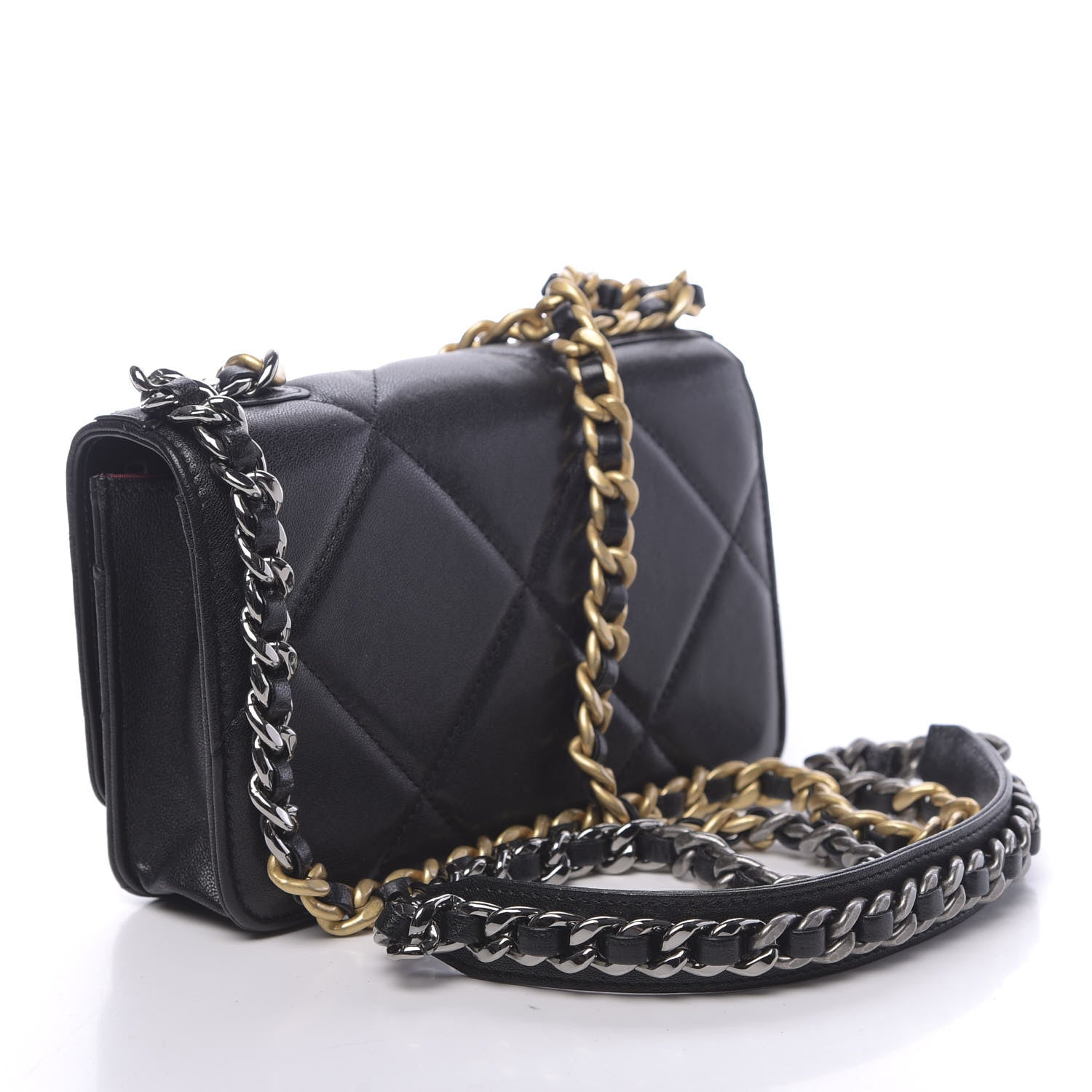 Chanel Goatskin Quilted 19 Wallet On Chain WOC Black 3 of 13