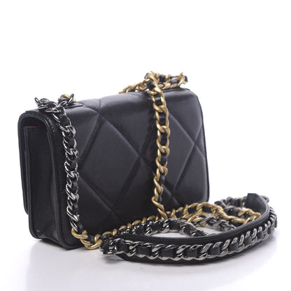 Chanel Goatskin Quilted 19 Wallet On Chain WOC Black 3 of 13