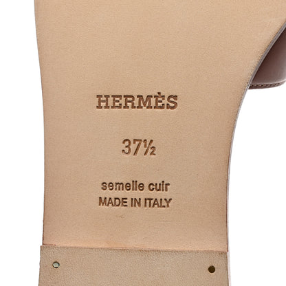 Hermes Box Calfskin Oran Sandals 37.5 Black Vieux Rose 8 of 9