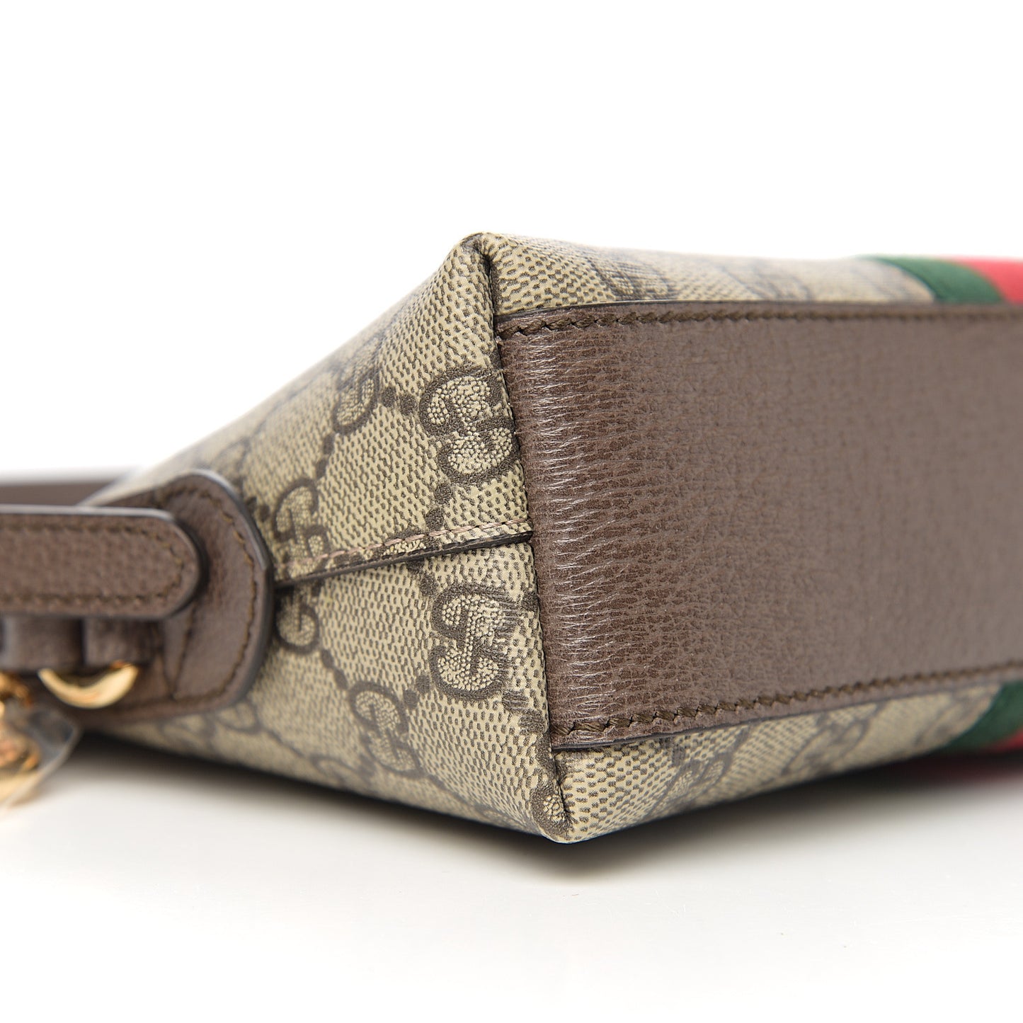 GG Supreme Monogram Textured Dollar Calfskin Web Small Ophidia Dome Shoulder Bag Beige Ebony New Acero