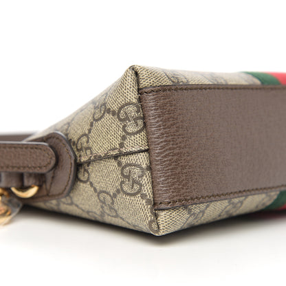 Gucci GG Supreme Monogram Textured Dollar Calfskin Web Small Ophidia Dome Shoulder Bag Beige Ebony New Acero 7 of 10