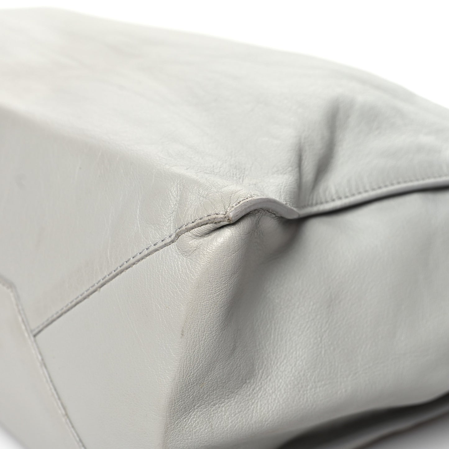 Supple Calfskin Bi-Color Papier A4 Tote White Black