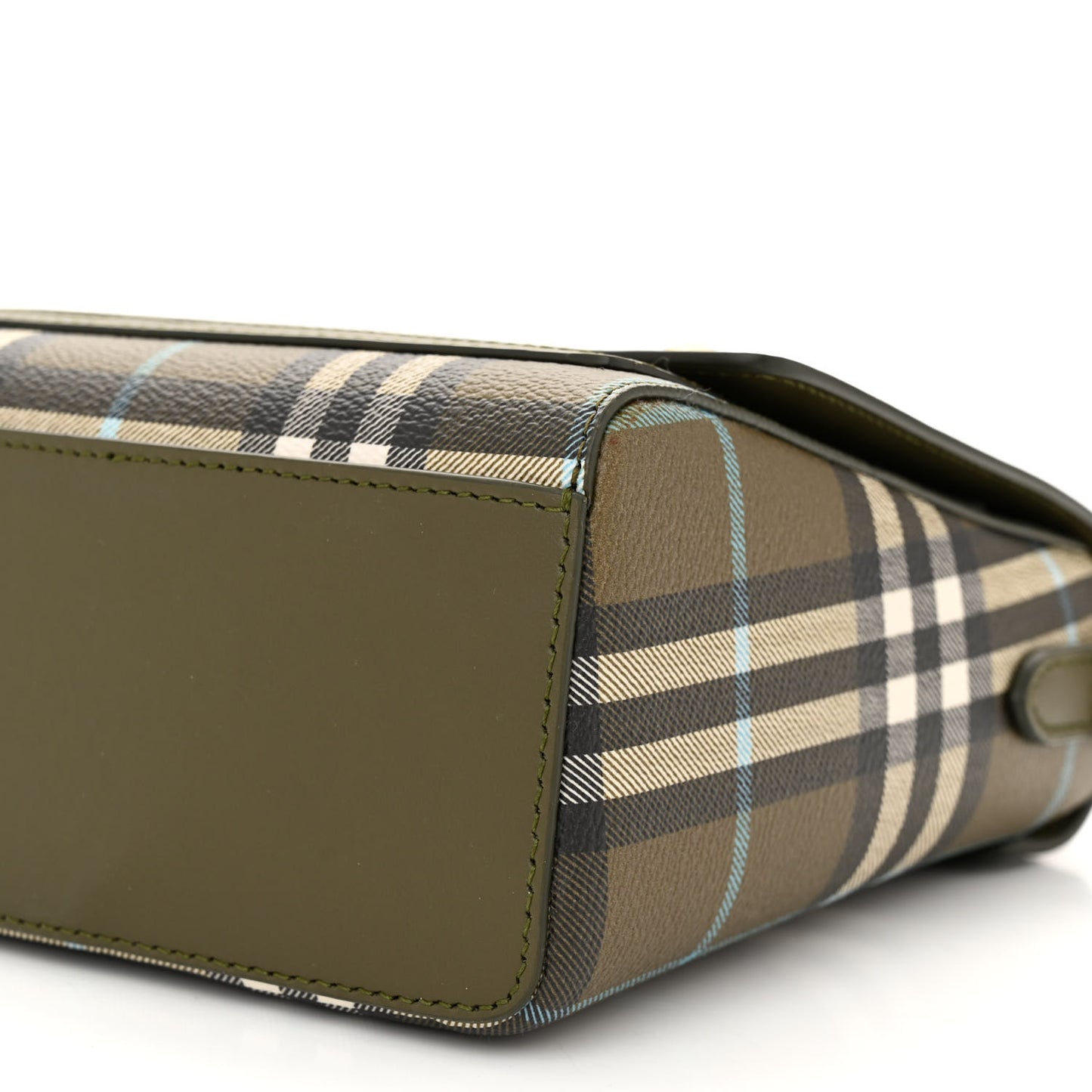 Coated Canvas Calfskin Vintage Check Medium Note Crossbody Bag Green