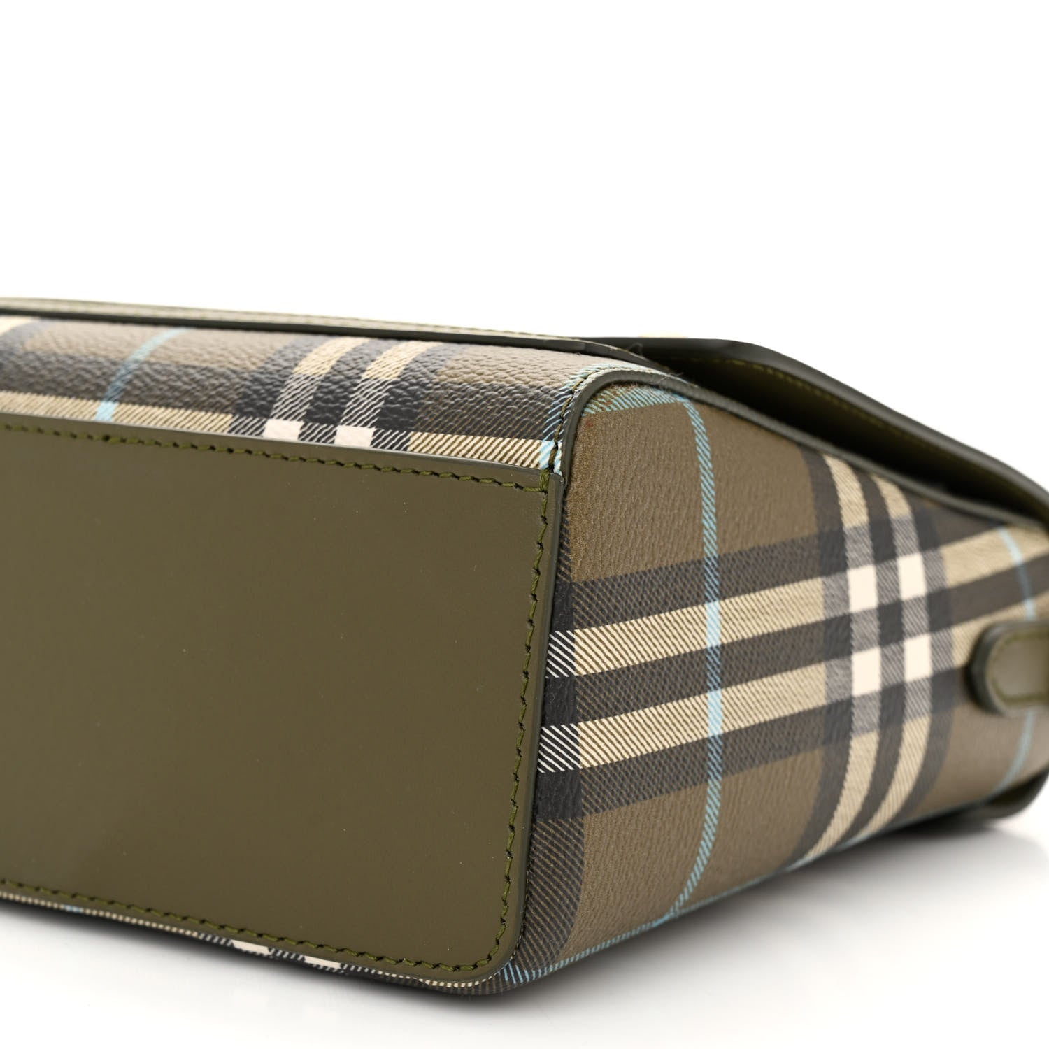 Burberry Coated Canvas Calfskin Vintage Check Medium Note Crossbody Bag Green 10 of 14