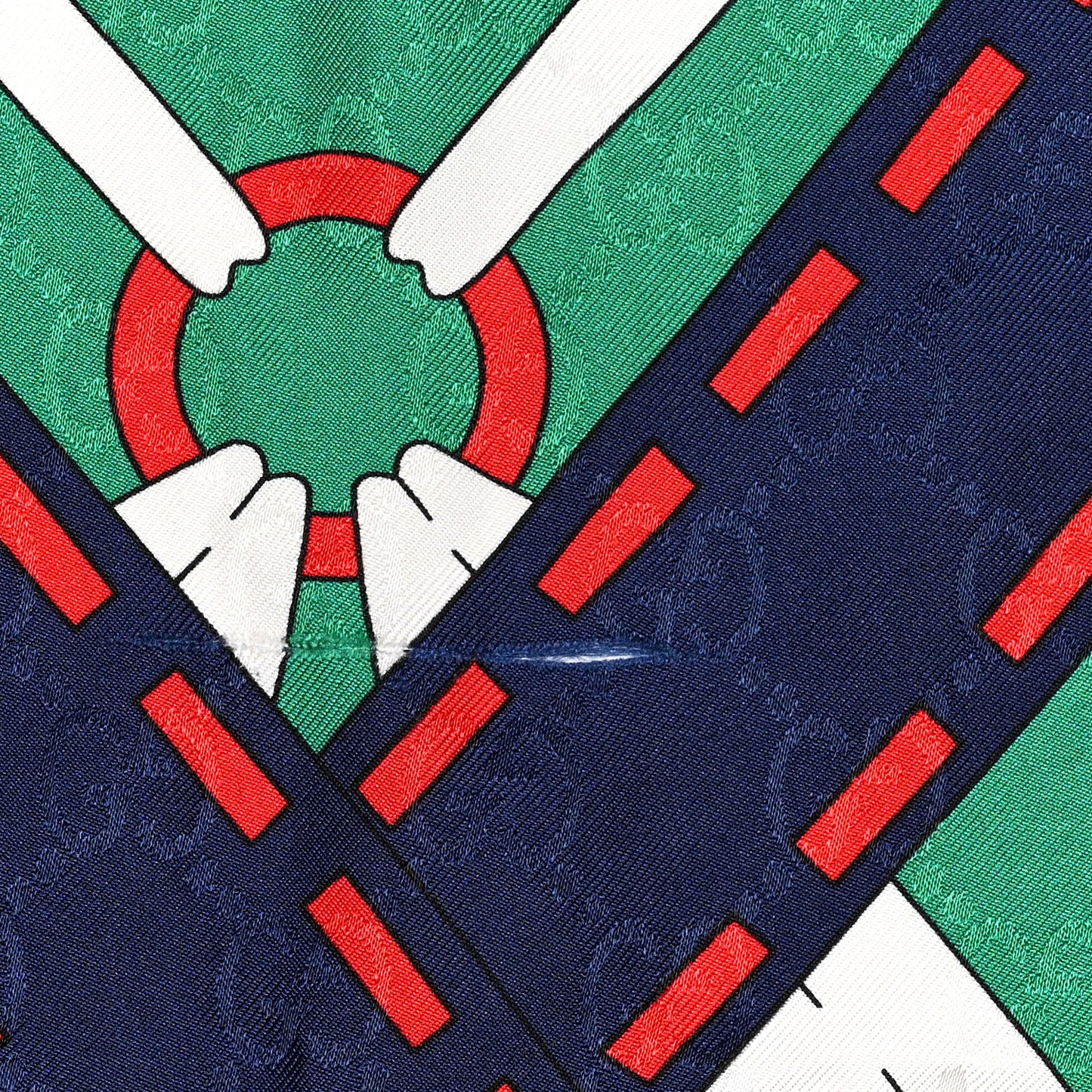 Silk Chain Argyle Square Scarf Emerald Red