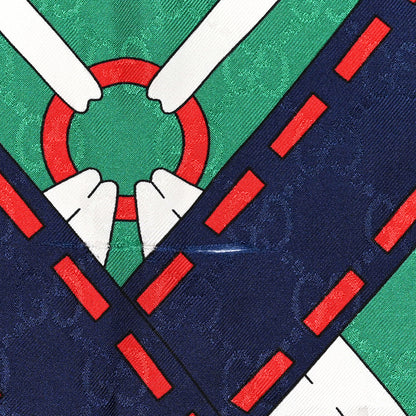 Gucci Silk Chain Argyle Square Scarf Emerald Red 3 of 3