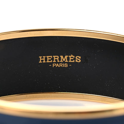 Hermes Enamel Wide Printed Sellier Bracelet 65 Bleu De Genes 4 of 6