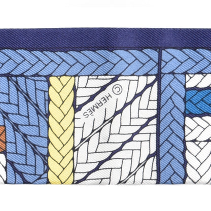 Hermes Silk Tresses H Twilly Bleu Lavande Marin Jaune 3 of 4