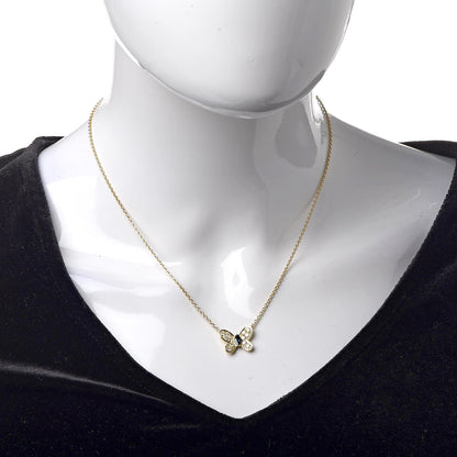 Van Cleef & Arpels 18K Yellow Gold Diamond Blue Sapphire Butterfly Pendant Necklace 2 of 7