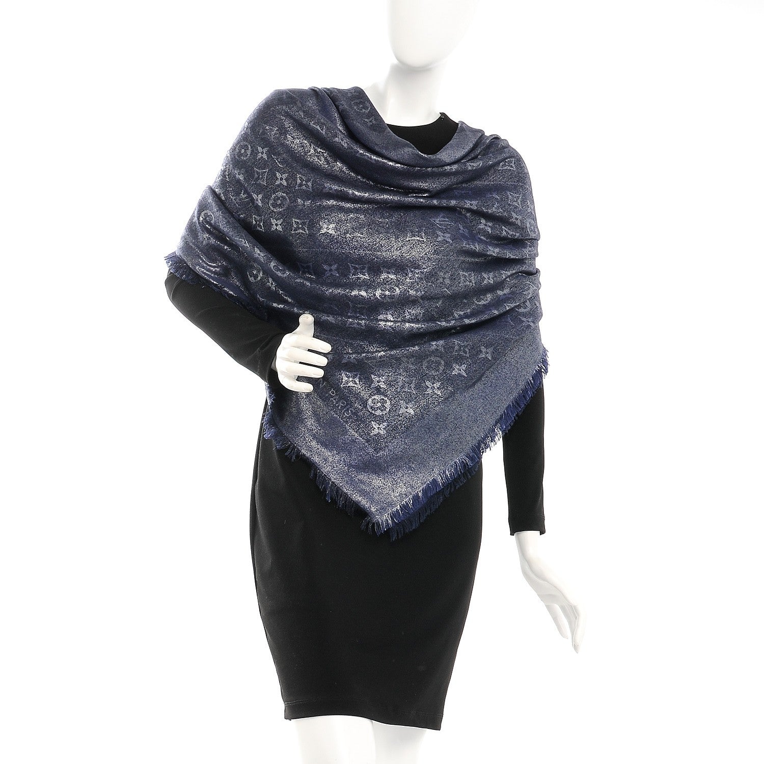 Louis Vuitton Silk Wool Monogram Rock Shawl 2 of 4