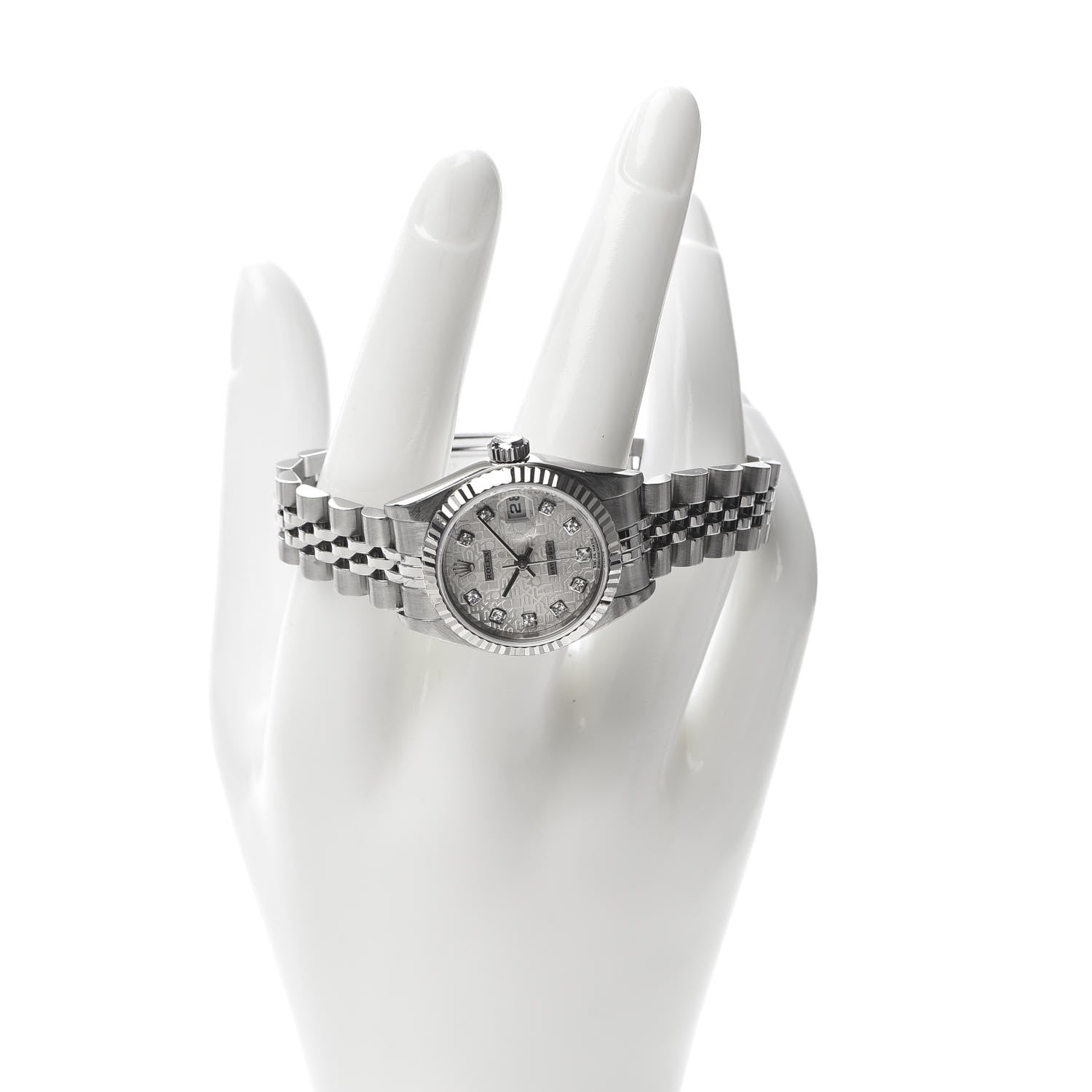 Rolex Stainless Steel 18K White Gold Diamond 26mm Oyster Perpetual Datejust Watch Silver Jubilee 79174 2 of 7