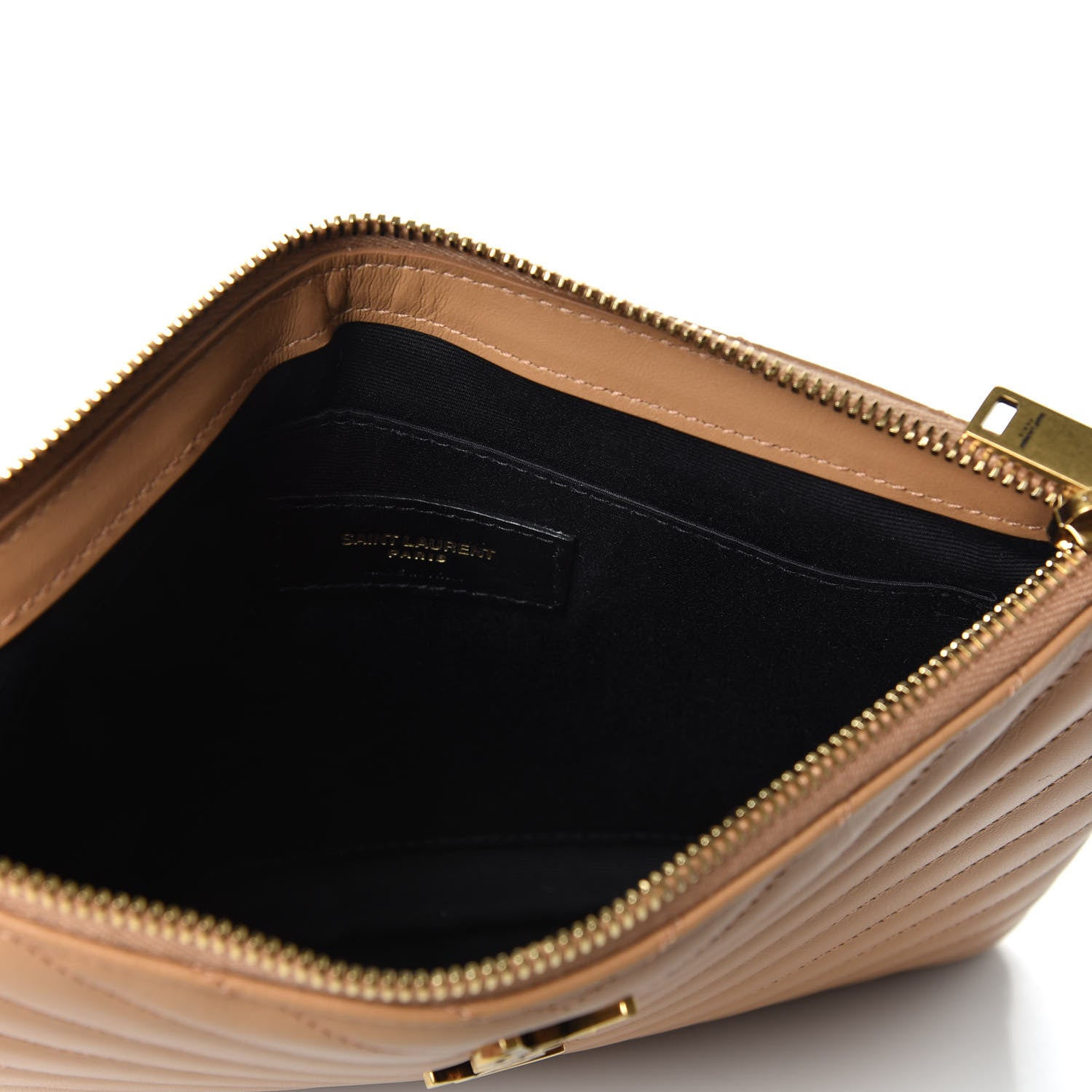 Saint Laurent Calfskin Matelasse Chevron Monogram A5 Wristlet Dune 4 of 10