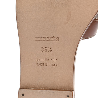 Hermes Box Calfskin Oran Sandals 36.5 Gold 6 of 9